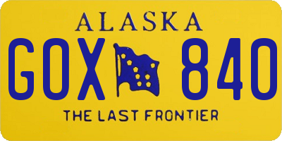AK license plate GOX840