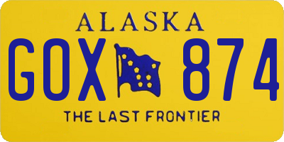 AK license plate GOX874