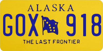 AK license plate GOX918
