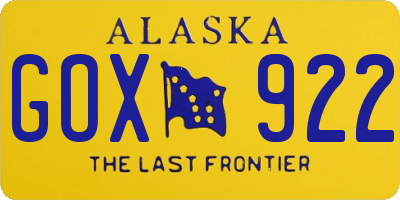 AK license plate GOX922
