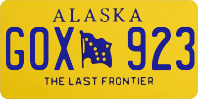 AK license plate GOX923