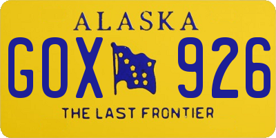AK license plate GOX926