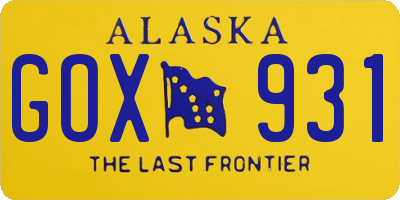 AK license plate GOX931