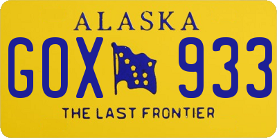 AK license plate GOX933