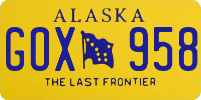 AK license plate GOX958