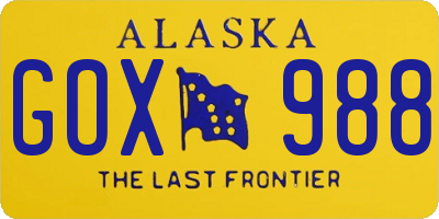 AK license plate GOX988