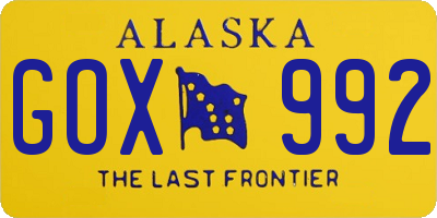 AK license plate GOX992