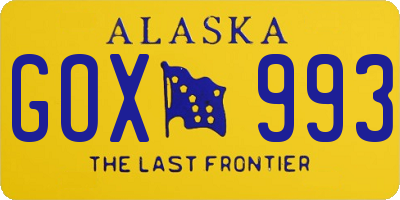 AK license plate GOX993