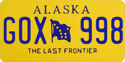 AK license plate GOX998