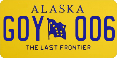 AK license plate GOY006