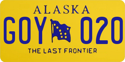 AK license plate GOY020
