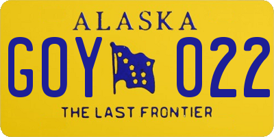 AK license plate GOY022