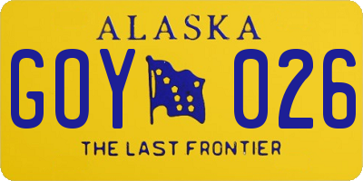 AK license plate GOY026