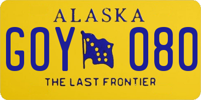 AK license plate GOY080
