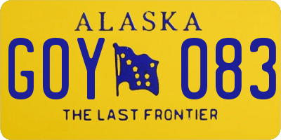 AK license plate GOY083