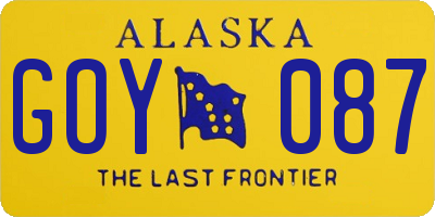 AK license plate GOY087