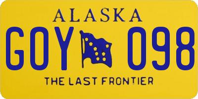 AK license plate GOY098