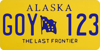 AK license plate GOY123