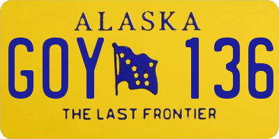AK license plate GOY136