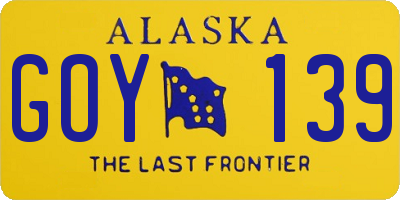 AK license plate GOY139
