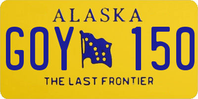 AK license plate GOY150