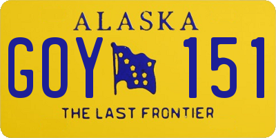 AK license plate GOY151