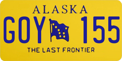 AK license plate GOY155
