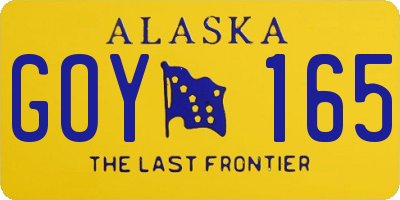 AK license plate GOY165