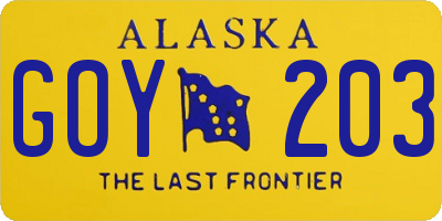 AK license plate GOY203