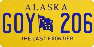 AK license plate GOY206