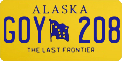 AK license plate GOY208