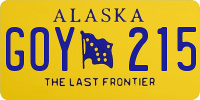 AK license plate GOY215