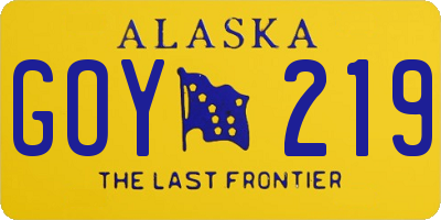 AK license plate GOY219