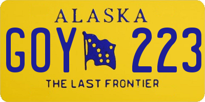 AK license plate GOY223