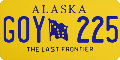 AK license plate GOY225