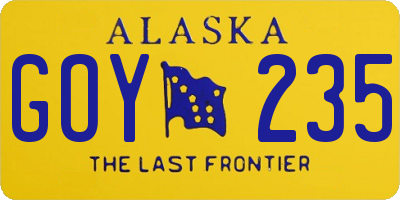AK license plate GOY235