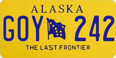 AK license plate GOY242
