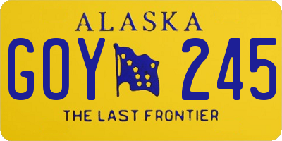 AK license plate GOY245