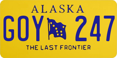 AK license plate GOY247
