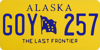 AK license plate GOY257