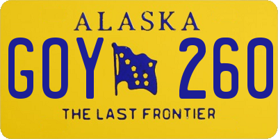 AK license plate GOY260