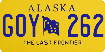 AK license plate GOY262