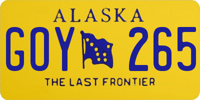 AK license plate GOY265