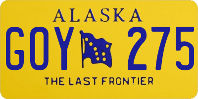 AK license plate GOY275