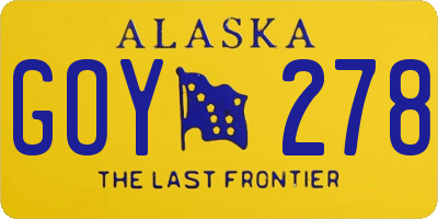 AK license plate GOY278