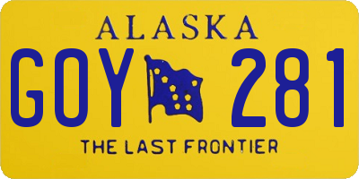 AK license plate GOY281