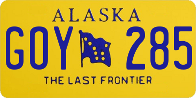 AK license plate GOY285
