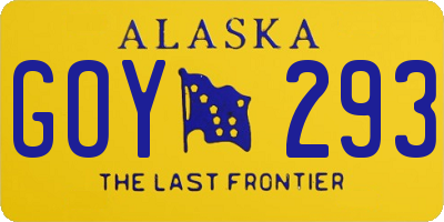 AK license plate GOY293
