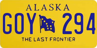 AK license plate GOY294