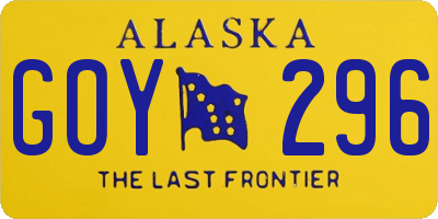AK license plate GOY296